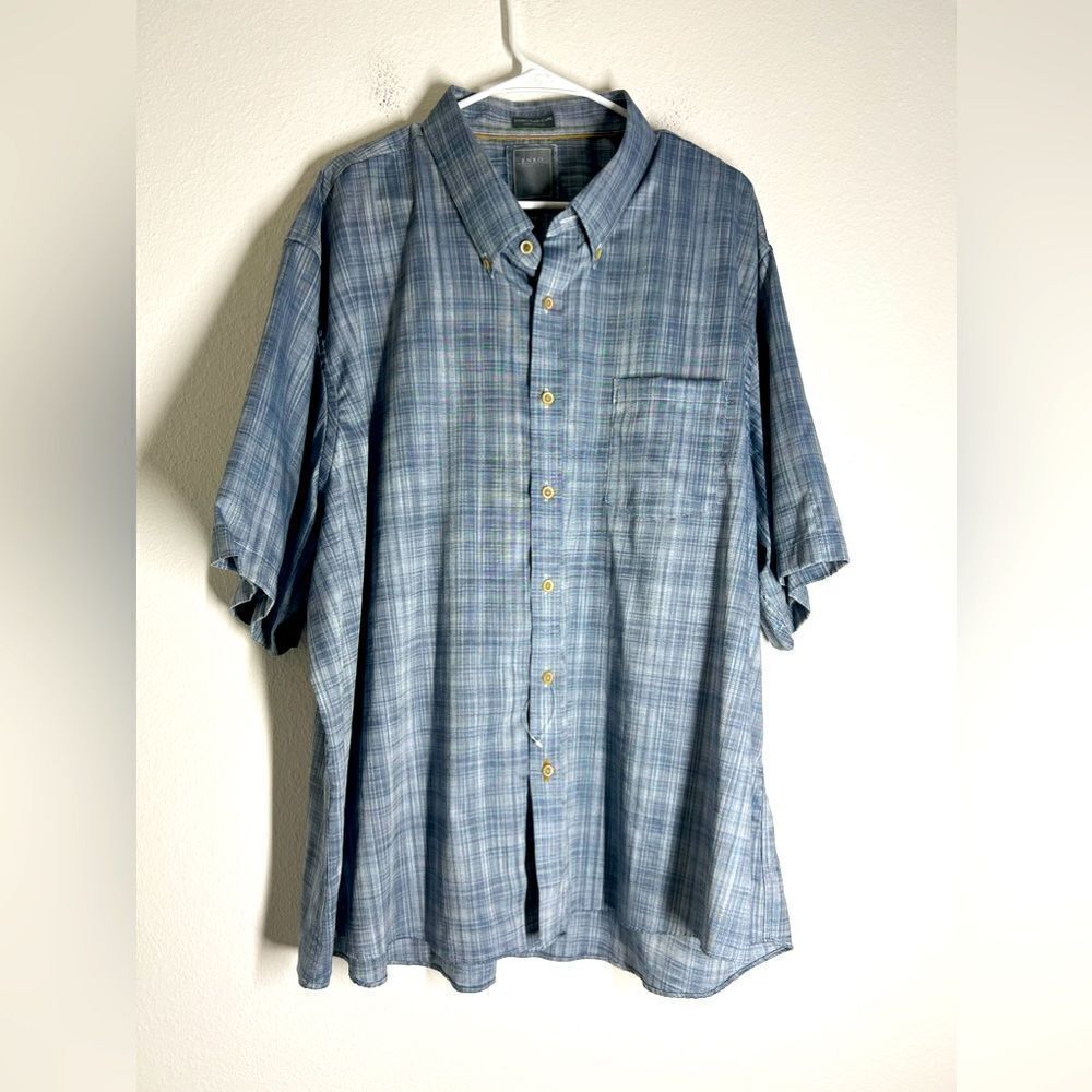 ENRO Short Sleeve Men’s Plaid Shirt Size 3X Gray